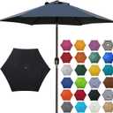 7.5 ft Patio Umbrella, Yard Umbrella, Outdoor Market Umbrella with Push Button Tilt Crank (Black)