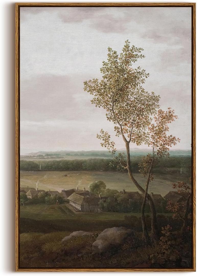 InSimSea Framed Canvas Prints Art Vintage Decor, Rural Scenery Landscape Paintings, Large Prints, Countryside Farmhouse Hanging Wall Decorations for Living Room Dining Room Bedroom, 20"x30"