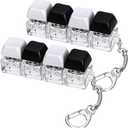 2 PCS Keyboard Fidget Toy, 4-in-1 Keyboard Button Clicker Keychain, Push Bubble Sensory Fidget Toys for Kids Adults to Relief Pass Time (Black White)