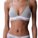 Calvin Klein Women's Modern Cotton Lightly Lined Triangle Wireless Bralette (Medium, Grey Heather)