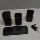 ZCCZ Matte Black Bathroom Accessory Sets, 4 Pieces Bathroom Accessories Complete Set Vanity Countertop Accessory Set, Includes Lotion Dispenser Soap Pump, Tumbler, Toothbrush Holder and Tray