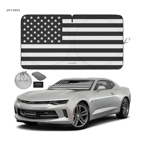Autoamerics 1-Piece Windshield Sun Shade B&W Art American Flag USA Design - Foldable Car Front Window Sunshade for Most Sedans SUV Truck - Blocks Max UV Rays and Keeps Your Vehicle Cool - Medium