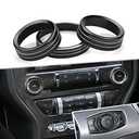 for Ford Mustang Headlight Switches Volume Tune Button Knob Cover Center Console Trim Interior Accessories Compatible with Ford Mustang 2015-2022 (Black 3 PCS)