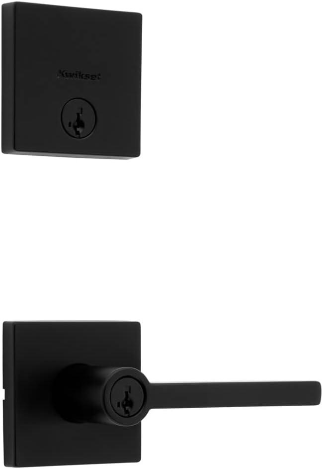 Kwikset 991 Halifax Keyed Entry Lever and Single Cylinder Deadbolt Combo Pack Featuring SmartKey and Microban in Matte Black (No Size)