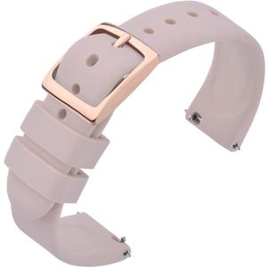 ANNEFIT Silicone Watch Bands, Quick Release Rubber Sport Strap 22mm with Classic Rose Gold Clasp (Light Pink)