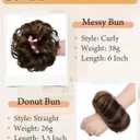 2PCS Messy Bun Hair Piece-Large Wavy Curly & Donut Updo Hair Pieces Set, Scrunchies Synthetic Chignon Ponytail Extensions Thick Updo for Women(Dark Brown Mixed Light Brown)