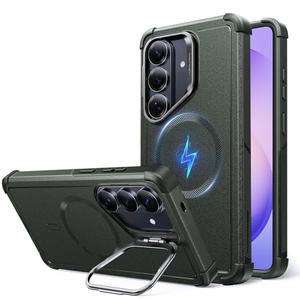 ESR for Samsung Galaxy S26 Phone Case with Stash Stand, 7X Military-Grade Drop Protection, Shock-Absorbing Rugged Cover, Compatible with MagSafe Accessories, Cyber Series, Pine Green