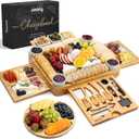 SMIRLY Charcuterie Boards Set - Large Bamboo Cheese Board Set - House Warming Gifts New Home, Wedding Gift for Ce, Bridal Shower Gift, Birthday Gifts for Women