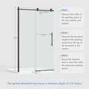 44-48 W x 76 H Frameless Sliding Shower Door, 5/16" (8mm) SGCC Tempered Clear Glass with Easy-to-Clean Coating, Matte Black