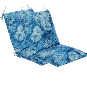 Set of 2 Outdoor Dining Chair Cushions, Patio Seating Cushions, 38x18x4.5 inch, for Garden Patio Furniture (Blue Monet Garden)