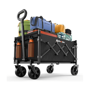 Collapsible Wagon with Wheels, 220 lbs Wagons Carts Foldable Wagon Cart with Flexible Handle, Lightweight Portable Folding Utility Grocery Shopping Cart for Grocery Sports Garden Camping