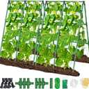 2Pack 51x35Inch Cucumber Trellis for Raised Bed, Adjustable A-Frame Garden Trellis for Climbing Plants Outdoor with Climbing Net, Meal Plant Trellis for Vegetables Pea Bean Tomato Squash Grape