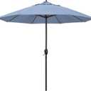 California Umbrella 12-Year Protection 9-Ft Outdoor Patio Umbrella, Sunbrella Fade-Resistant Acrylic Fabric, Auto Tilt and Crank, Heavy-Duty Aluminum Frame/Reinforced Ribs, Bronze Pole, Air Blue