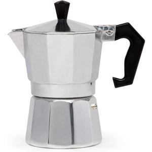 Stovetop Espresso and Coffee Maker, Moka Pot for Italian and Cuban Caf Brewing, Greca Coffee Maker, Cafeteras, 3 Espresso Cups, Silver