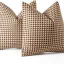 MIULEE Pack of 2 Outdoor Throw Pillow Covers Decorative Farmhouse Square Waterproof Pillows for Tent Patio Garden Balcony Sofa, 18x18 Inch Brown