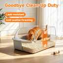 Stainless Steel High Sides Cat Litter Box with Scoop, Open Top Litter Pan for Indoor Cats, Easy to Clean, Reduced Litter Scatter, Medium