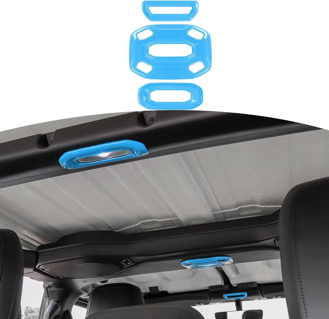 RT-TCZ for Jeep JL Light Blue Dome Light Cover Trim for Jeep Wrangler JL Gladiator JT 2018-2023 Light Blue Interior Accessories 3pcs