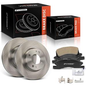 A-Premium 9.88 inch (251mm) Front Vented Disc Brake Rotors + Ceramic Pads Kit Compatible with Select Mitsubishi Models - Mirage 2017-2022, Mirage G4 2017-2022, 6-PC Set
