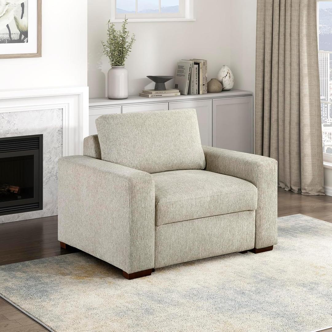 Lexicon 47 Inch Sectional Couches for Living Room-Modular Sectional Sofa, Single Sofa Chair, Removable Back Cushion Cover, High Density Foam, Pocket Coil Seating, 1 Seater Chair, Microfiber Sand