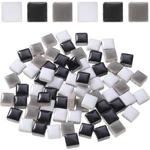 uxcell 205pcs Ceramic Mosaic Tiles, Bulk Stained Ceramic Mosaic Tiles Square Mosaic Kits for DIY Art Crafts, Handmade Art Craft Projects for Home Decor(200g, Black White)