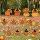 Thyle 12 Pcs Thanksgiving Yard Signs Fall Outdoor Decorations Waterproof Lawn Turkey and Pumpkin Signs with Stakes for Thanksgiving Autumn Outside Yard Garden Decor