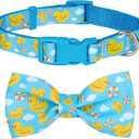 azuza Dog Collar with Bow Tie, Soft and Comfortable Adjustable Bowtie Dog Collar for Puppy and Small Dogs (XS, Yellow Duck) (XS - Neck: 8-12 inch)