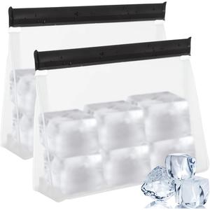 3 x 2PCS Reusable Ice Storage Bag, 10x7x2.2 Whiskey Ice Ball Storage Bags with Secure Zipper Seal Leak Proof Ice Bags, Freezer Bags for Ice and Food Storage - BPA-Free