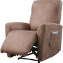 FUANGUI Recliner Chair Covers 4-Pieces Faux Leather Looking Small Recliner Cover for Recliner Chair, Non Slip Covers Washable Lazy Boy Slipcovers/Furniture Protector for Kids, Dog, Living Room,Camel