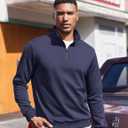 COOFANDY Mens Sweaters and Pullovers Light Weight 1/4 Zip Polo Sweatshirts, 3X-Large, Navy Blue