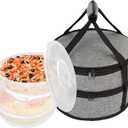 Aufind 12" 2 Pack Pie Carrier with Lid and Insulated Food Carrying Case Bag, Reusable Food Storage Containers for Pies, Cheesecake, Pizza, Nuts Fruit (Light gray)