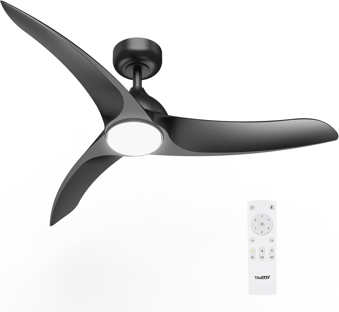 Ceiling Fans with Lights, 42 inch Low Profile Ceiling Fan with Light and Remote Control, Flush Mount, 3CCT, Dimmable, Quiet Reversible Motor, Black Ceiling Fan for Bedroom Indoor/Outdoor Use