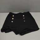 Floerns Women's Elegant High Waist Double Button Office Straight Leg Shorts, Medium, Black