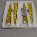 DN DECONATION 4PCS Flameless Christmas Tree Candles with Remote, LED Christmas Flameless Taper Advent Candles Battery Operated, Gold Tree Shaped Fake Candle Sticks for Table Decor Window Decorations (Set of 4)