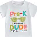 Back to School Clothes Girls Boys School Shirts Short Sleeve Letter Print 2T 3T 4T 5T 6T 7T Girls Boys Tops (White)