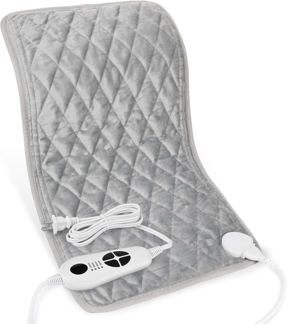 Weighted Heating Pad-Electric Heating Pads for Back,Neck,Abdomen,Moist Heated Pad for Shoulder,Knee,Hot Pad for Arms and Legs,Dry&Moist Heat & Auto Shut Off(Weighted Silver,12''24'')