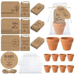 Reallnaive Baby Shower Party Favors Baby in Bloom Envelopes Seed Packets Include 24 Mini Terracotta Pots Seed Packets 24 Self Adhesive Envelopes Thank You Tags Gifts for Party(Kraft Paper)