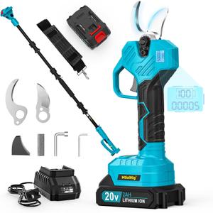 Cordless Pole Pruning Shears for Makita 18V Battery: 1.5-2 Inch Cutting Diameter Electric Pruning Shears with 2 x 2.0Ah Rechargeable Batteries - 13ft Reach Pole Pruner with LCD Display for Tree Branch