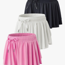 3 Pack Girls Flowy Shorts with Spandex Liner 2-in-1 Youth Butterfly Skirts for Fitness, Running, Sports M Size
