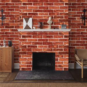 2 x Anmon Brick Wallpaper Peel and Stick - Self Adhesive Removable Red Brick Wall Paper for Christmas Fireplace - Waterproof Stone Vinyl Contact Paper for Kitchen Bedroom and Living Room Walls