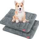 Dog Bed Crate Mat(24" X 19") 2 Pack, Soft Plush Dog Bed Pad Machine Washable Crate Pad, Grey