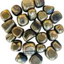 Golden Pyrite Crystals and Healing Stones - Polished Moldavite - Tumble Gemstone - Crystal Set - Decorative Rocks - Gem Stones Rocks Crystals - Boji Stones Pair - Reiki Supplies