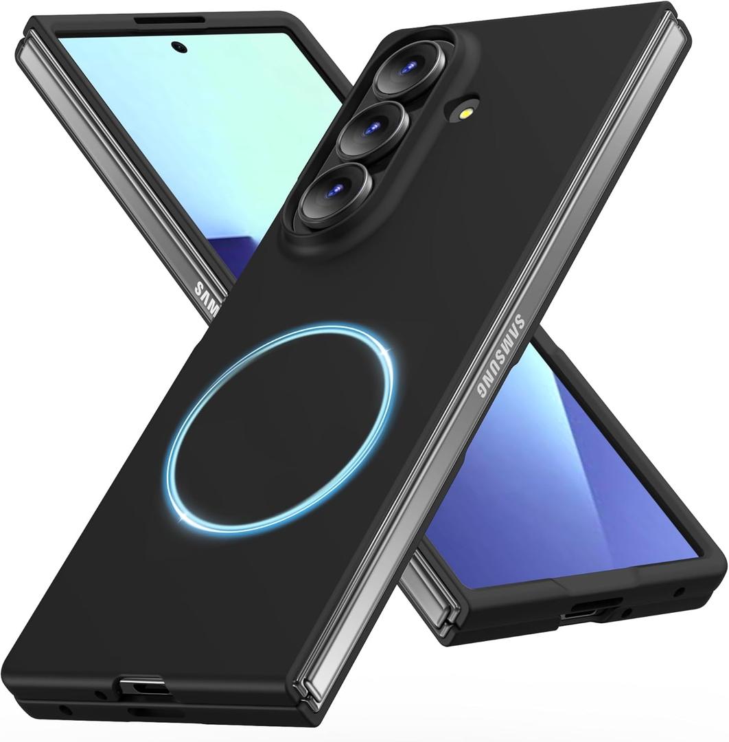 AYSZNBLA Magnetic for Galaxy Z Fold 7 Case, Matte PC Case for Women Men Girls Boys Drop Protection Cute Durable Cover for Galaxy Z Fold 7, Black 11.33