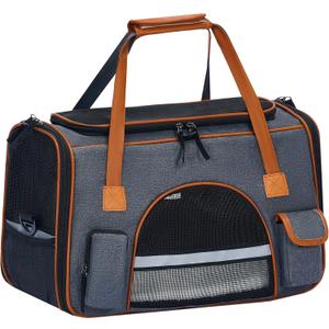 Cat, Dog Carrier  Fits Pets Up to 18 lbs, Anti-Collapse Design, Multiple Storage Pockets, Escape-Proof Zippers, Cozy Pad, Cat Carrier Soft 18x11x11 Inches