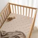 Blissful Diary Muslin Crib Sheets for Girl Boy, Boho Neutral Soft Cotton Baby Sheet for 52''x28'' Standard Crib Mattress, 2 Pack(Sunshine&Brown)