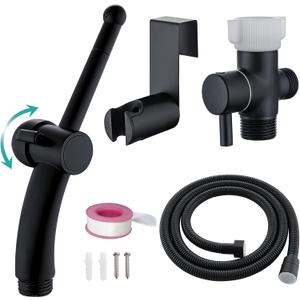 BARROCK Advanced Handheld Bidet Sprayer Set for Toilet, Bathroom Ergonomic Jet Bidet Spray Attachment Kit for Muslim Shower, Feminine Hygiene, Bathing Pets and Washing Baby Cloth Diaper, Matte Black