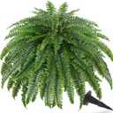 50" Realistic Artificial Ferns for Outdoors with 96 Fronds & Ground Spike | Realistic Fake Ferns Artificial Boston Ferns Artificial Plants Large Faux Plants for Porch Garden Home Office Decor