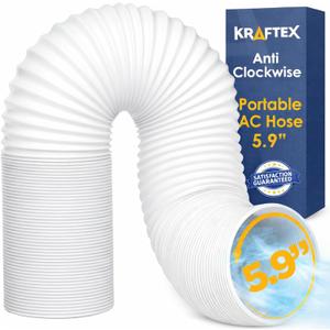 Portable Air Conditioner Hose. AC Exhaust Hose Vent with 5.9" Diameter, Anti-Clockwise Thread & Length up to 80". Portable AC Hose Compatible with LG, Delonghi and Many More.