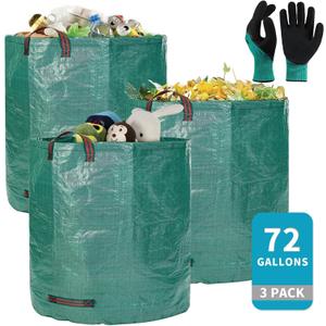 NATUREZA reusable yard waste bags,3 pack 72 Gallons leaf bags,Heavy Duty Garden Bags,Storage Bag,Patio Bag,Laundry Container,lawn and leaf bags