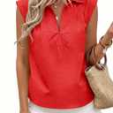 Tankaneo Womens Summer V Neck Tank Tops Collared Sleeveless Shirts Trendy Casual Loose Fit Blouse
