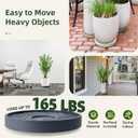 REDHUGO 2PCS Round Plant Caddy with Hidden Wheels, Heavy Duty Rolling Plant Stand Caddy with Wheels, Pot Base for Indoor Outdoor, Gray, 14 inches